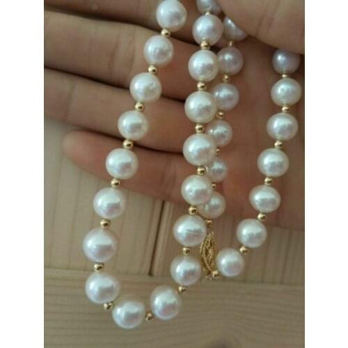 HUGE 20" AAA 9-10MM ROUND GENUINE AKOYA WHITE PEARL NECKLACE
