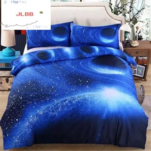 Hipster 3D Galaxy Bedding Set Universe Outer Space Themed Galaxy Print Bedlinen Bed sheet Twin Queen Size Cheap Hot