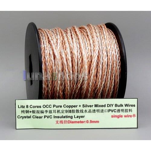 LN006146 Litz 8 Core Pure OCC Silver Plated Bulk Mixed Wire For Custom DIY Shure Fostex QDC Earphone Headphone