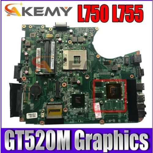 AKEMY A000081450 DABLBMB28A0 For TOSHIBA Satellite L750 L755 Laptop Motherboard HM65 DDR3 GT520M Graphics