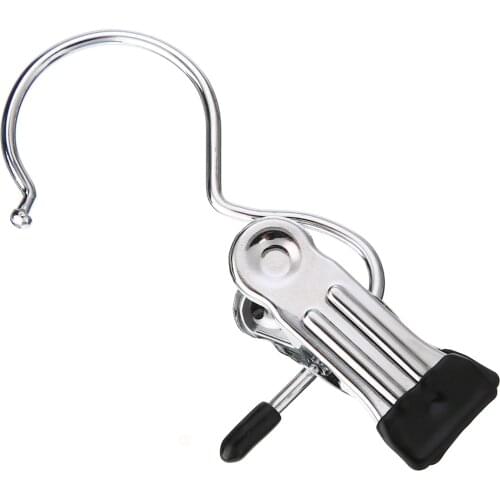 Metal Clothes Hanger Hooks 10pcs Stainless Steel Hanging Clip For Shoes Pants Clip Pins Strong Household Laundry Hook Portable