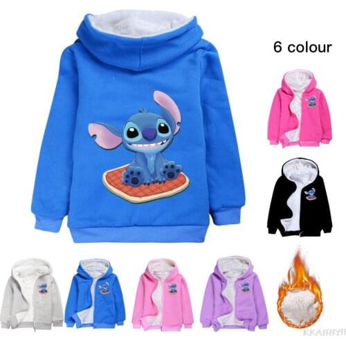 Disney Stitch Fashion Children Hoodies Boys Girls Sweatshirts warm Printed Tops Kids Clothes