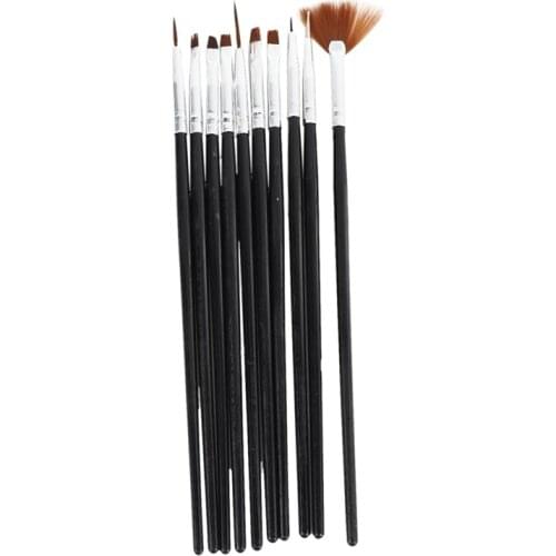 7x Acrylic UV Gel Nail Brush Set Gel Brush Brush Nail Art Design Pen black