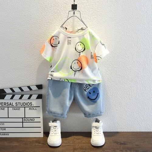 New Fashion Clothing for Boys Graffiti Print Clothing for Boy O-neck Kids Clothing Sets T-Shirt+Shorts 2 Pcs Childrens Clothing