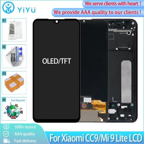 New For Xiaomi CC9 LCD Display Touch Screen With Frame OLED/TFT Digitizer Assembly Replacement For Xiaomi Mi 9 Lite LCD