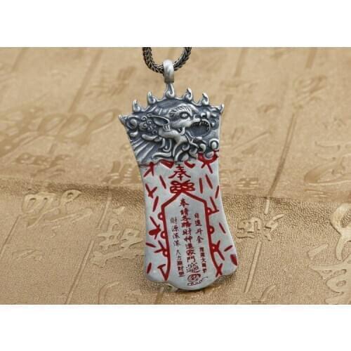 Solid 925 Sterling Silver thai beast Lucky to ward off bad luck men power pendant Charm jewelry A4743