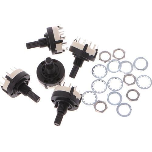OOTDTY 5 Pcs 4P3T 4 Pole 3 Position 6mm Shaft Diameter Band Selector Rotary Switch