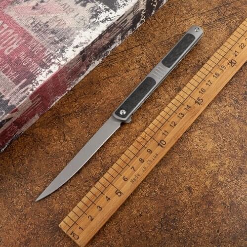 Outdoor S90V blade carbon fiber titanium alloy handle folding high hardness camping hunting self-defense EDC tool fruit knife