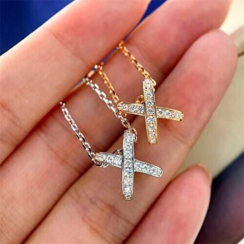 Original Quality Hollow X Letter Pendants Necklaces Women AAA Zircon Necklace Luxury Catwalk Brand Jewelry Z104
