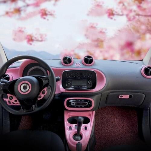 Pink Color Car Interior Full Set Decorative ABS Sticker For Smart 453 fortwo forfour 453 2015-2020 Car Decoration Accessories