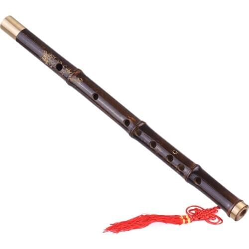 Professional Black Bamboo Dizi Flute Traditional Handmade Chinese Musical Woodwind Instrument Key of C/D/E/F/G Study Level