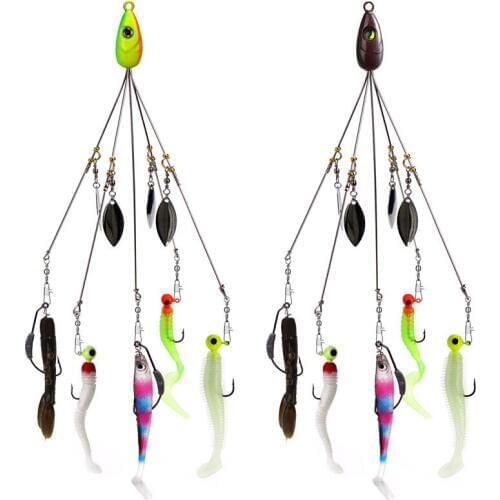 Sea Fishing Lures Alabama Rigs Umbrella Fishing Lure Group Hanging 5 Bait Attack Accessories Bionic Fish Hook Combination