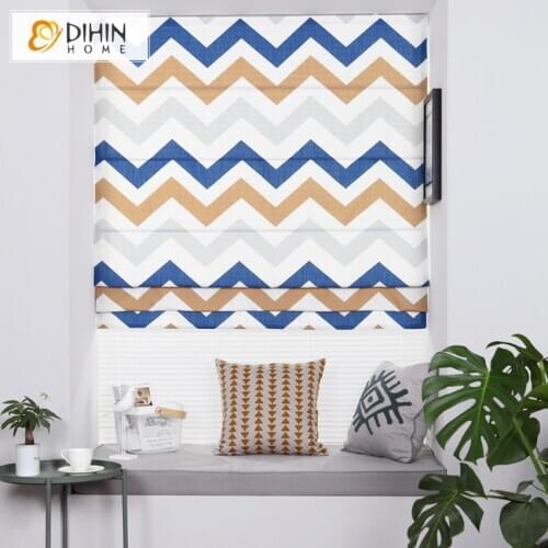 Modern Geometric Three Colors Fashion Stried Roman Blinds Custom to Your Size Free Shipping