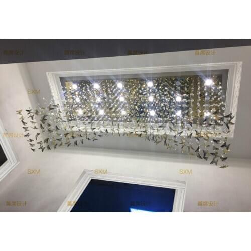 Stainless steel butterfly decoration front desk ceiling lamp model room sales complex building porch butterfly lamp engineering
