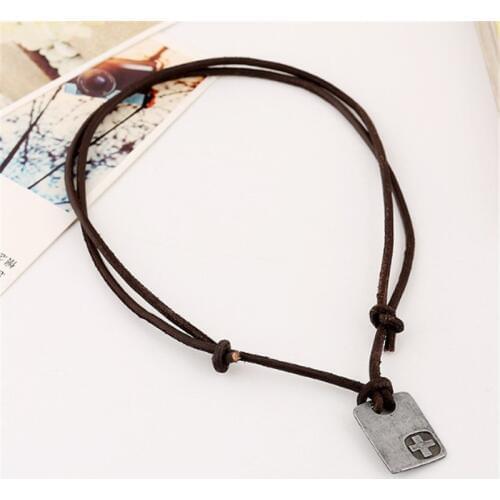 Vintage Hemp Rope Leather Pendant Necklace Mens Colliers Colar Hand Make Jewellery Male Jewelry
