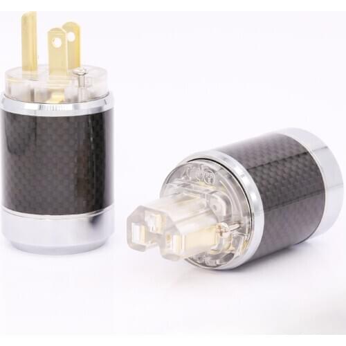 High quality Pair Carbon fiber Gold Plated US AC Male Plug HIFI Female Power connector DIY AC Power cable