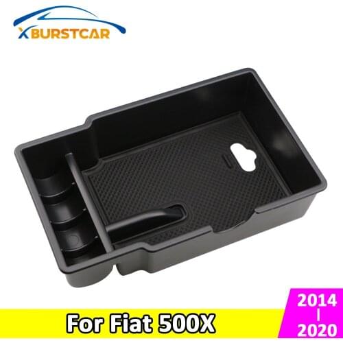 Xburstcar for Fiat 500X 2014- 2020 Car Styling ABS Non-Slip Mat Center Armrest Storage Box Glove Box Storage Box Accessories