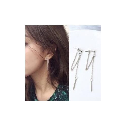 Korean Version Of Lady Tassel Long Earrings Chain Metal Earrings