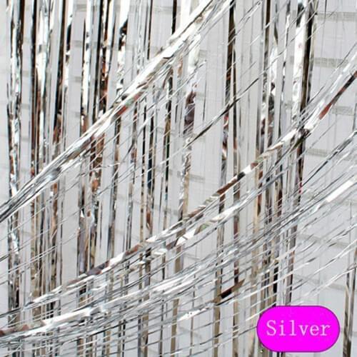 WALMD 1*3m Gold Silver Photo Backdrop for Birthday Party Wedding Deco Metallic Tinsel Foil Fringe Curtains Party Decorations