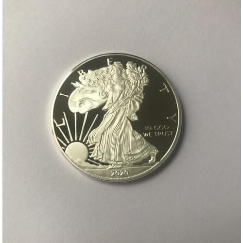 100 Pcs Non magnetic Freedom 2020 Badge statue brass core silve Plated coin 40 mm Animal ealge souvenir decoration coins