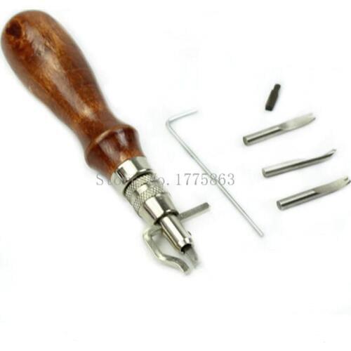1Set 5 in1 Pro Leathercraft Adjustable Stitching and Groover Crease Leather Tool AA7822
