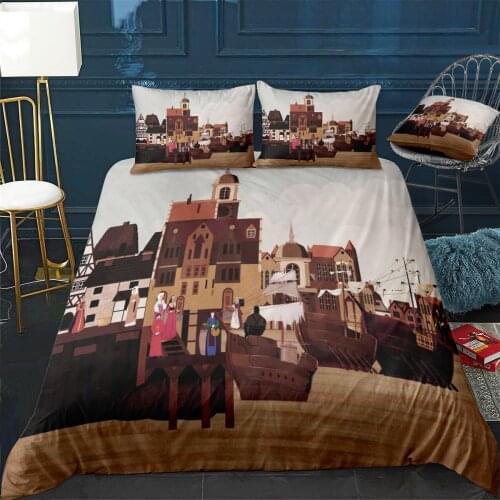 A port city 2 Quilt Cover Pillowcase 3Piece Comforter Bedding Set With Pillow Case Single Double Duvet Cover Home Decora