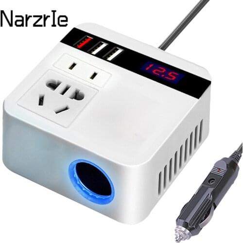 150W Car Inverter 12V/24V To 110V/220V Cigarette Lighter Power Supply Inverter Adapter with QC 3.0 USB Charger Fast Charging