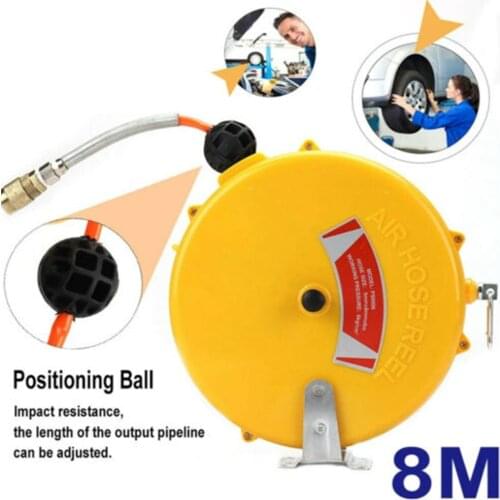 8M Automotive Air Hose Reel Pneumatic Hose PU Tube OD 8MM ID 5MM Automatic Retractable Reel Telescopic Drum Hose