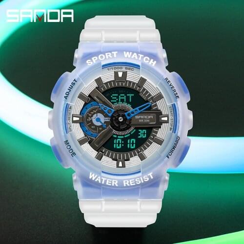 SANDA new electronic watch double display mens waterproof watch часы муржские наручные watch for men reloj hombre reloj relogio