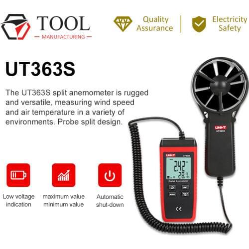 UNI-T UT363S Digital Anemometer Mini Wind Speed Temperature Tester LCD Display Air Flow Speed MAX/AVG Measurement