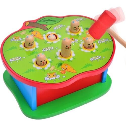 Wooden Hamster Knocking Toy for Baby Early Education Fine Motor Ability Training Kids Development Parent-Child Interactive Game