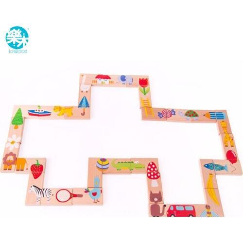Baby Toys Child Animal Domino 28Pcs Building Blocks Wooden Toys Beech Wood Infant Domino Educational Toys Child Birthday Gift