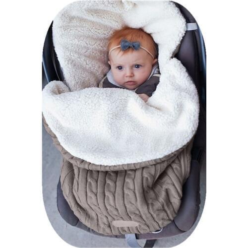 Baby Sleeping Bag Envelope Winter Kids Sleepsack Footmuff For Stroller Knitted Sleep Sack Children Newborn Knit Wool Slaapzak