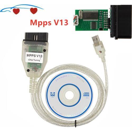 ECU MPPS V13.02 Firmware V13 v16 Chip Tuning 12V OBD2 Diagnostic Scanner Cable USB Port OBDII Connector Adapter