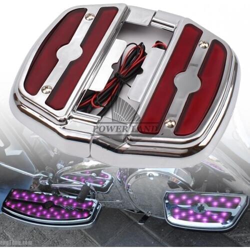 Electra Alo LED Lighted Rear Passenger Footboard Pedal Chrome ABS Cover Footrest Cover Kit For Harley Touring Trike Softail Dyna