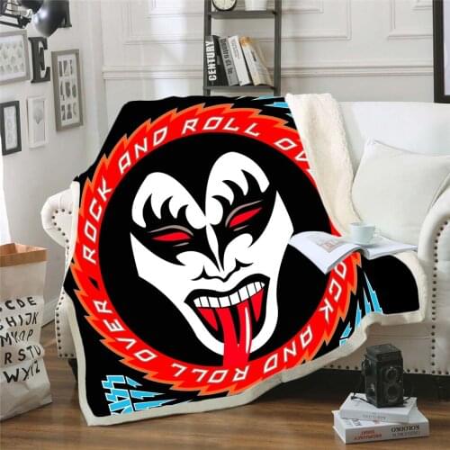 KISS 3d printed fleece blanket for Beds Hiking Picnic Thick Quilt Fashionable Bedspread Fleece Throw Blanket style-4