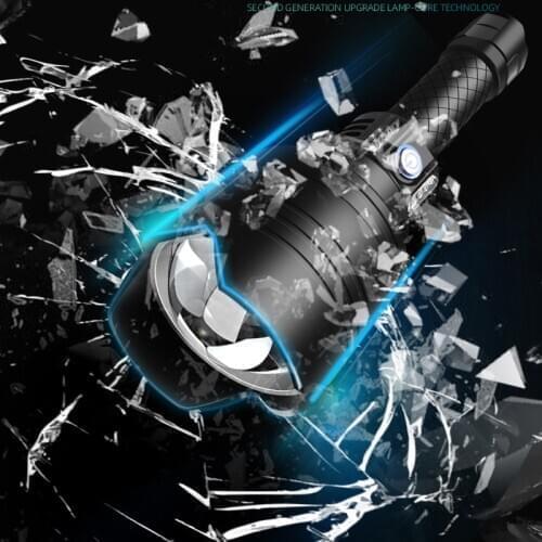 New generation P10 flashlight 7-core lamp beads torch zoom USB input output lantern power display suit for outdoor use 18650