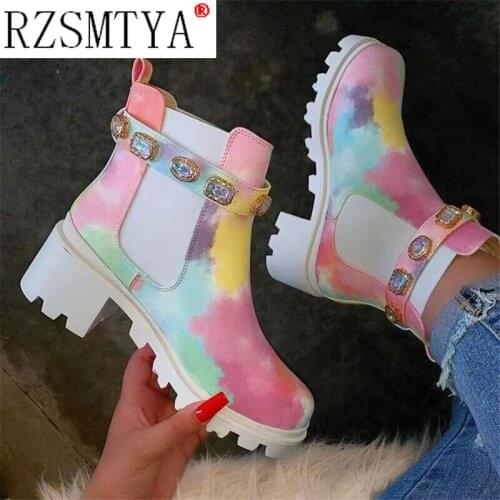 Hot 2021 Women Shoes Fashion Women Boots Autumn Short Boots Outdoor Round Head Dyeing Plus Size 43 platform shoes