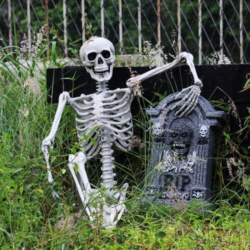 Halloween Skull Props Realistic Figures Human Skeleton Prank Toys Haunted House Decoration Horror Secret Room Tree Ornaments