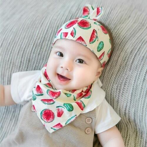 HPBBKD Newborn Baby Hat Set 2pcs/lot Infant Caps Cotton Baby Beanies Baby Girls Boys Hat Bib Kids Scarf Baby Hat Scarf Set GH640