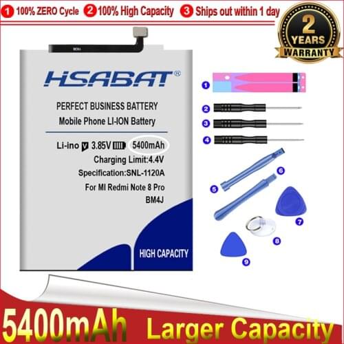 HSABAT 0 Cycle 5400mAh BM4J Battery for Xiaomi Redmi Note 8 Pro Redmi note8 Pro Mobile Phone Replacement Accumulator