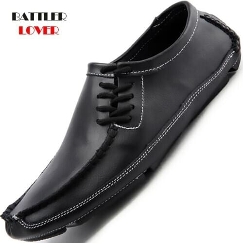 Italian Men Shoes Casual Luxury Brand Summer Male Loafers Soft Leather Moccasins Breathable Slip On Boat Shoes Plus Size