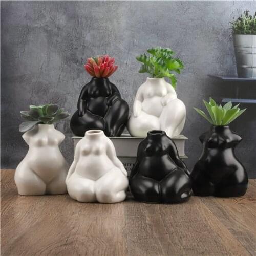 Ceramic Body Fat Woman Lady Vase Abstract Artistic Nude Girl Portrait Flower Arrangement Ornaments Modern Home Decoration