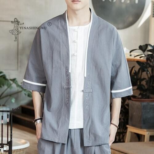 Kimono Japanese Costume Men Harajuku Style Japan Haori Traditional Printed Loose Shirt Yukata Embroidery Coats Chinese Cardigan