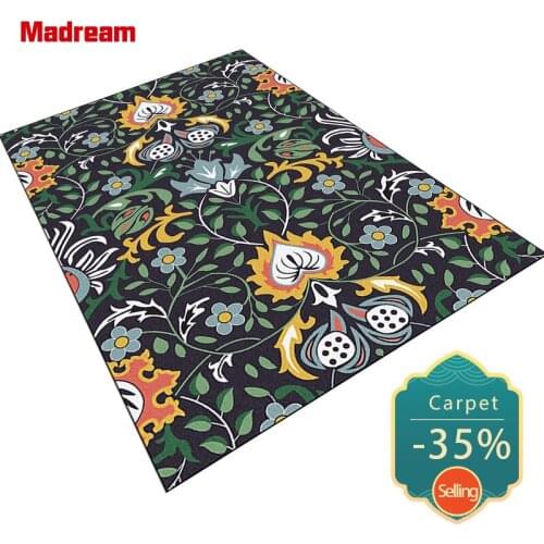 Green Plants Flowers Carpets For Living Room European Retro Home Decoration Rugs For Bedroom Non-Slip Bedside Area Floor Mat Pad