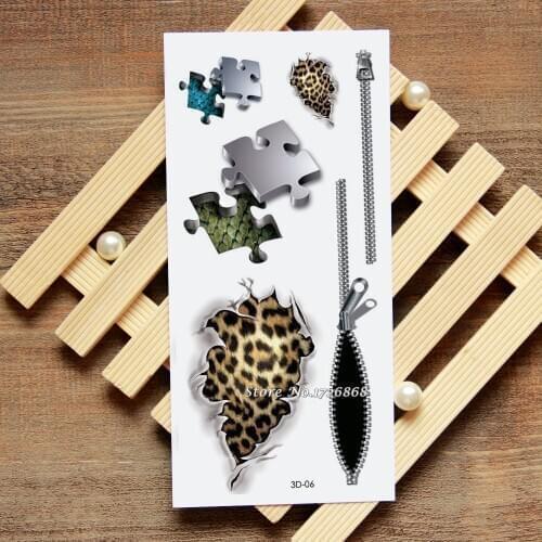 Leopard puzzle 3D Temporary Tattoo Body Art Flash Tattoo Stickers Waterproof Car Styling Tattoo Home Decor Wall Sticker #006