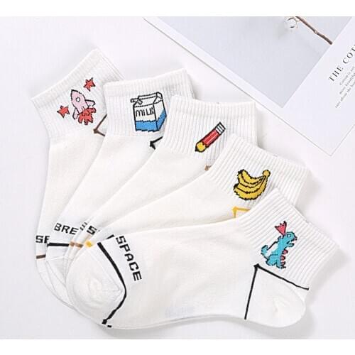 FASHION Girls Socks Cute Elegant Lovely Cartoon Sweet Cotton Women Socks Animals Character Casual Short Socks Funny Female Sox