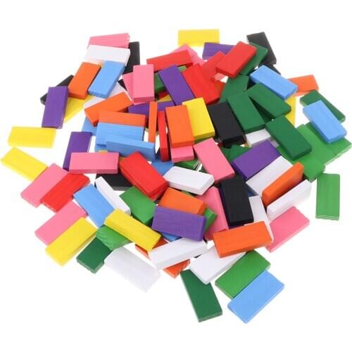 120 Pieces 10-color Wooden Dominos Blocks Set, Kids Educational Play Toy, Domino Racing Game Dominoes Playset