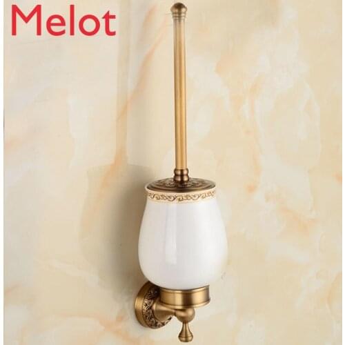 European-Style Toilet Brush Set Copper Antique Wall-Mounted Household Toilet Long Handle Cleaning Toilet Brush Vintage Toilet