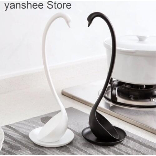 Creative Swan spoon stone jade long handle oatmeal spoon with Tray Kitchen utensils tableware accessories